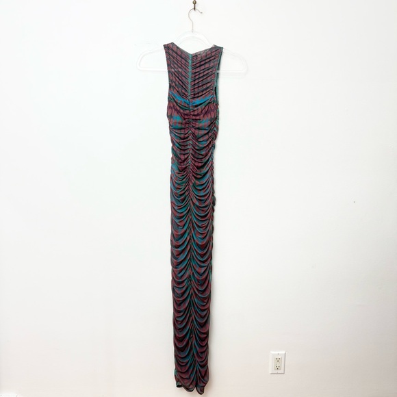 AFRM Peyton Maxi Dress Cyber Optic Dot Mesh Ruched Bodycon - Picture 4 of 4